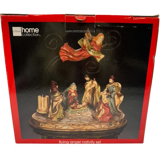 Vintage JC Penny Flying Angel Nativity Porcelain Baby Jesus & 3 Wise Men- Good - Picture 2 of 11